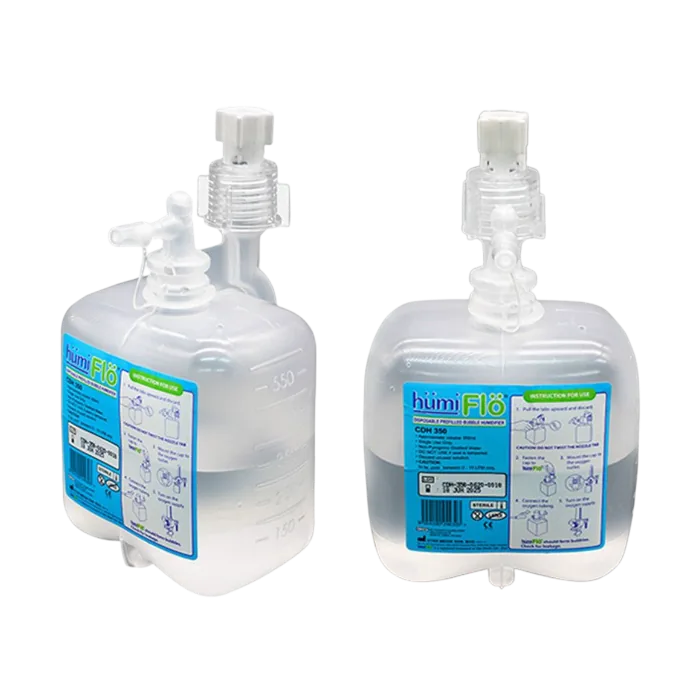 Humiflo disposable pre-filled bubble humidifier for oxygen therapy