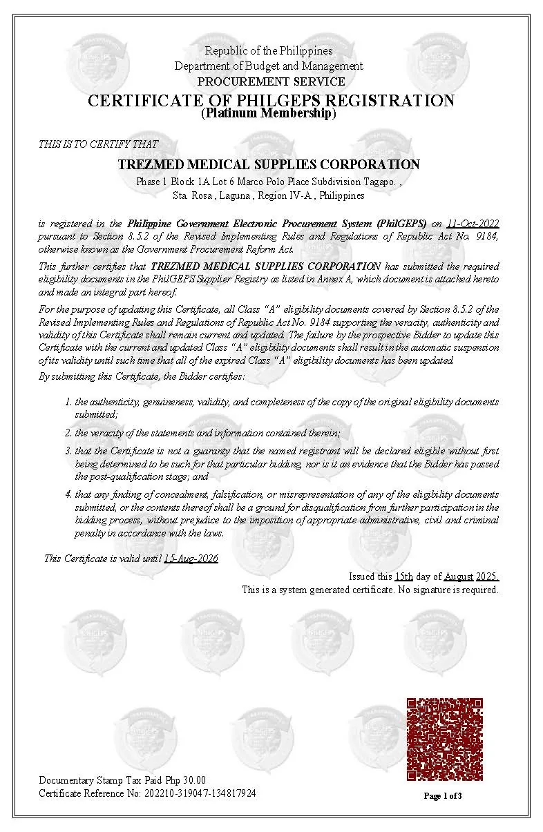 PhilGEPS registration certificate placeholder